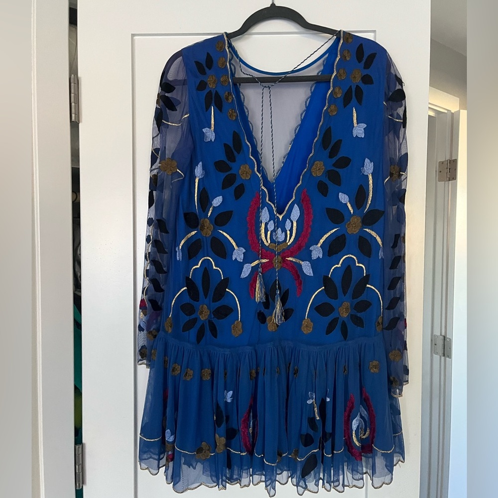 Blue Patterned Free People Minidress